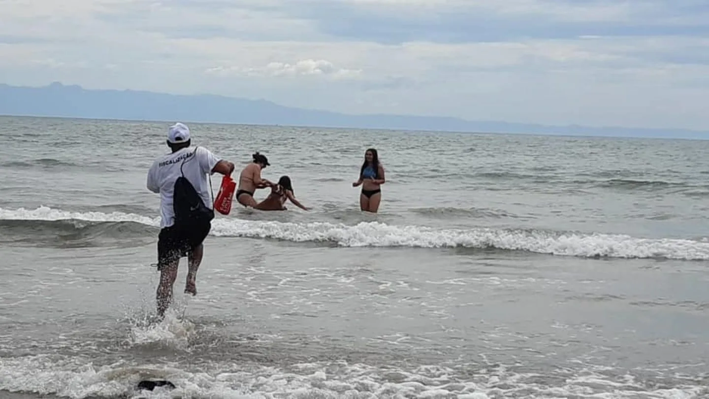 Criança foi retirada da água com escoriações no orelha e nas costas (Foto: Divulgação/Prefeitura de Guarujá)