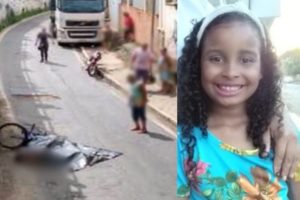 Garota de 8 anos morre ao cair da bicicleta da mãe e ser atropelada por carreta