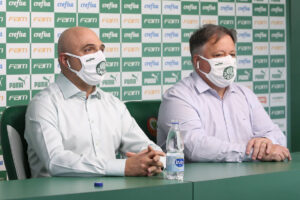 O presidente do Palmeiras, Maurício Galliote, e o diretor de futebol, Anderson Barros. Foto: César Grecco/SE Palmeiras