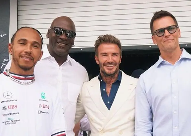 Hamilton posa com Jordan, Beckham e Tom Brady