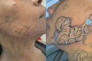 Pepê tatua nome dos filhos no rosto