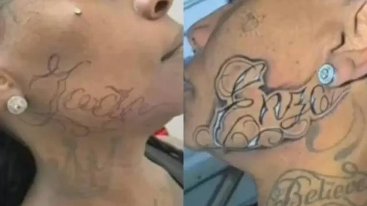 Pepê tatua nome dos filhos no rosto