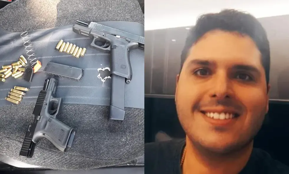 Homem com arma de policial