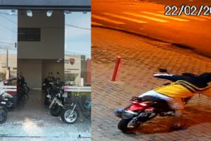Imagens flagram furto de motos em loja na Av. Laranjeiras, em Limeira