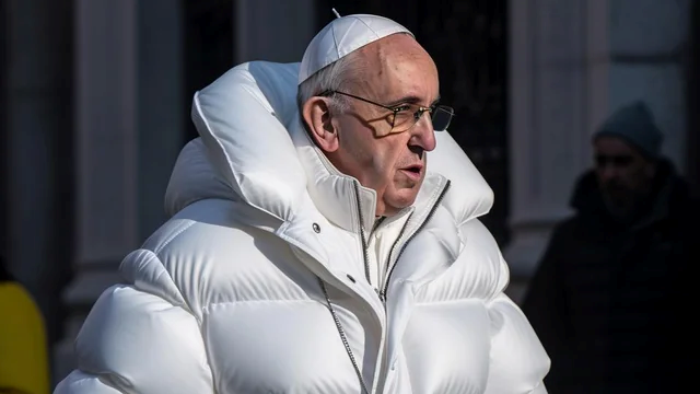 imagem do papa de casacão