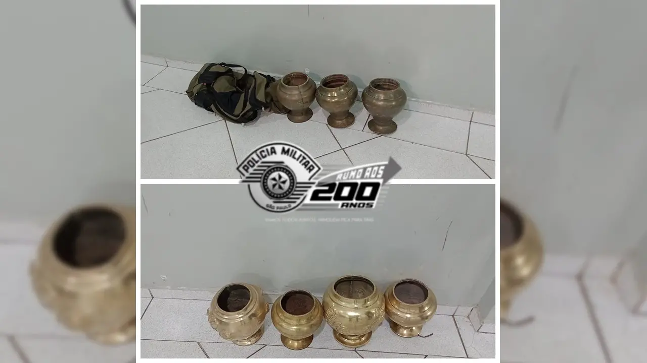 Dois são presos furtando vasos do Cemitério Saudade de Limeira