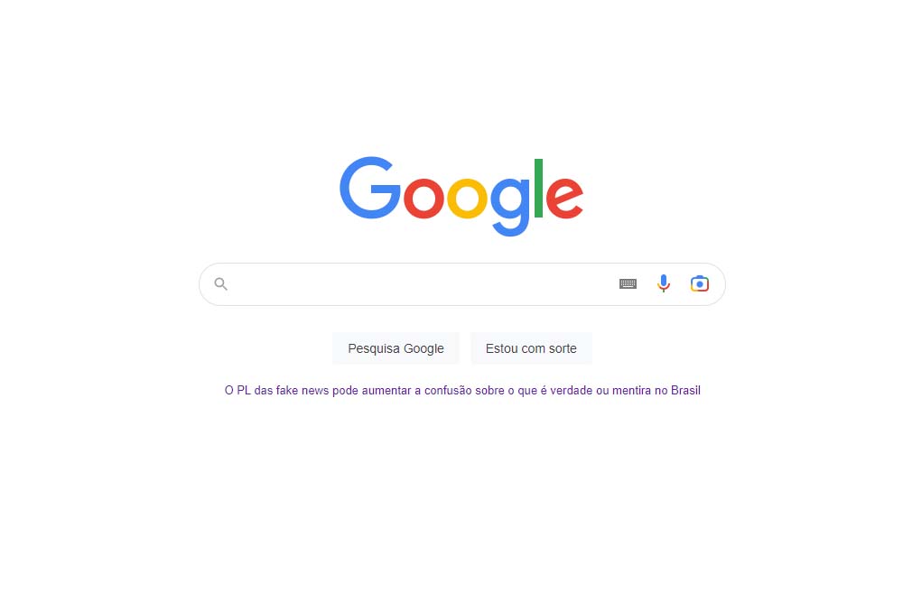 Google inclui texto contra PL das fake news na página inicial do buscador