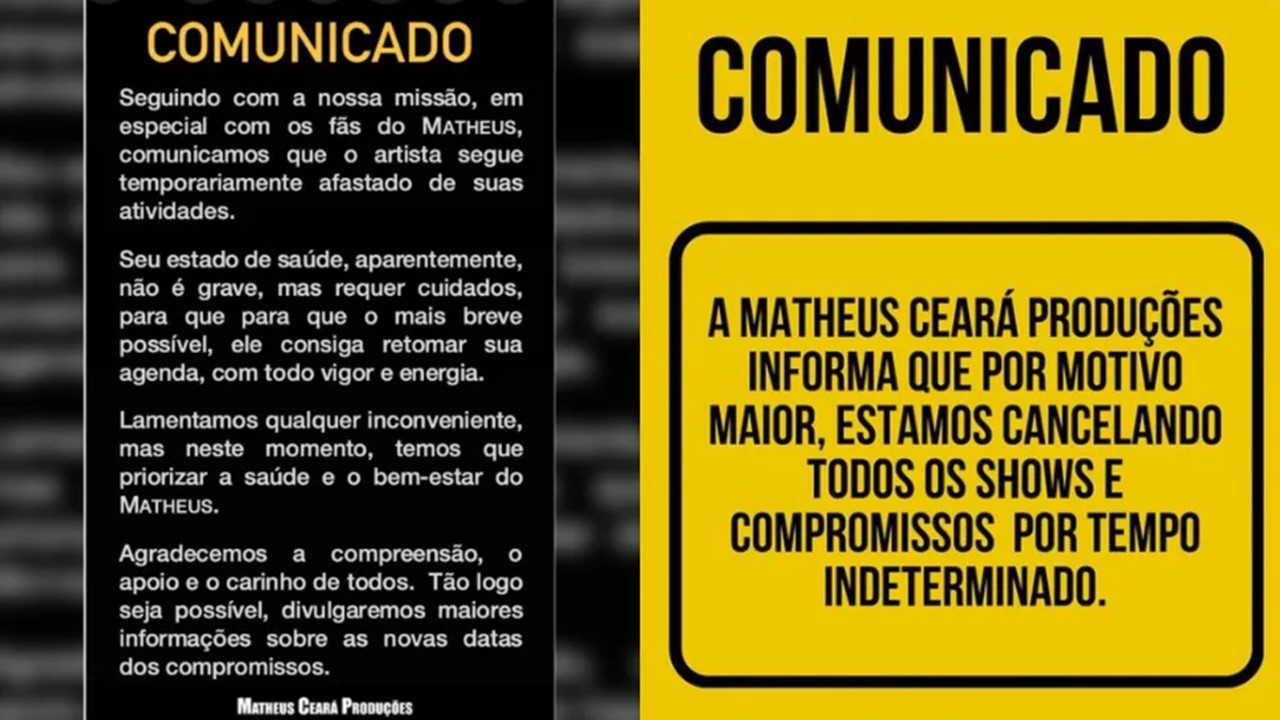 Matheus Ceará interrompe agenda devido a problemas de saúde