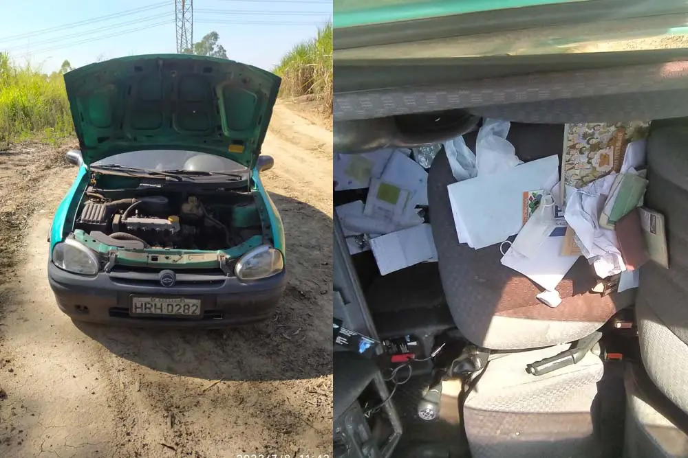 Veículo é encontrado sem rodas em canavial na LIM-020 2