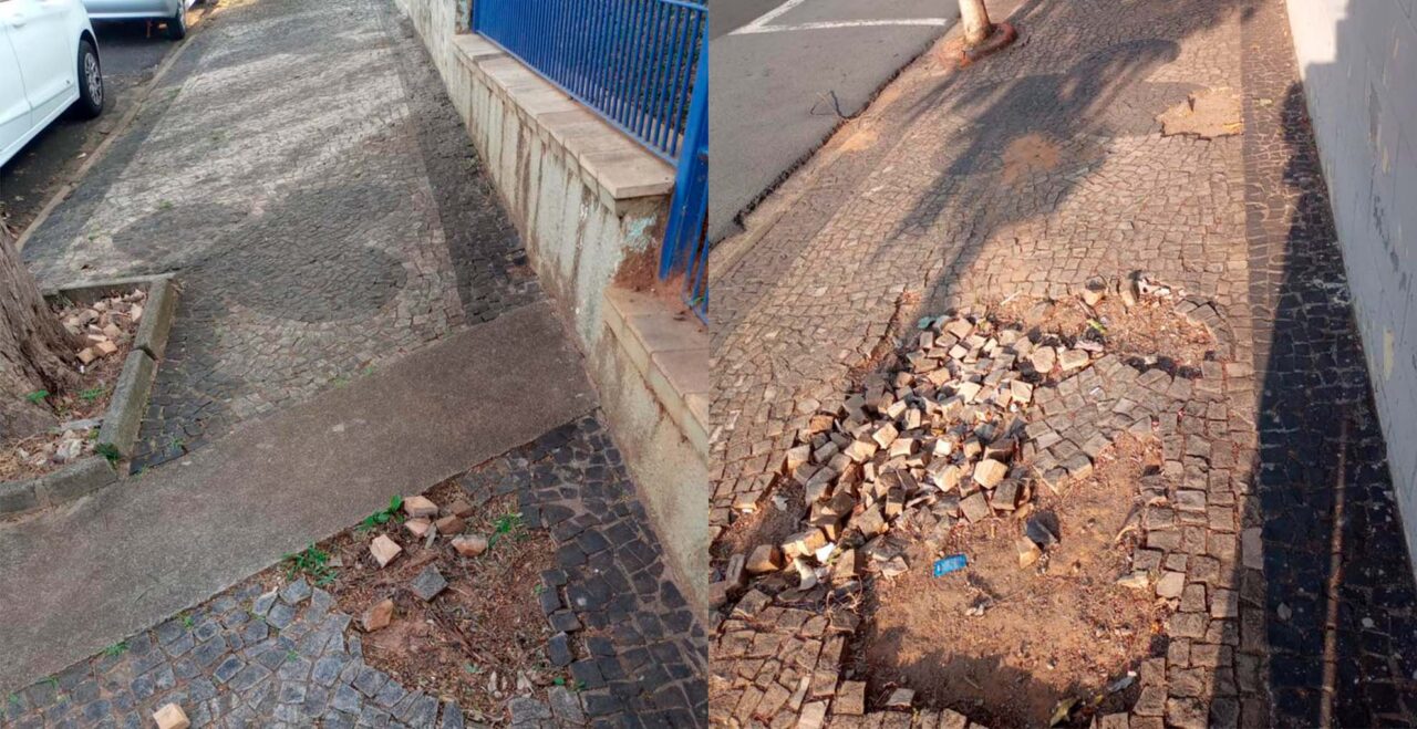 Pais pedem melhorias em calçada de escola no Jd. Brasil, em Limeira