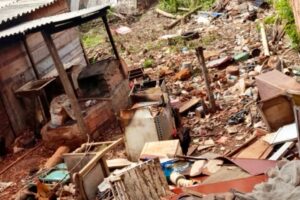 Casa abandonada no Jd Cavinato preocupa moradores devido ao acúmulo de lixo