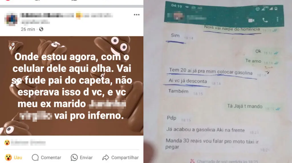 Mulher descobre caso entre pai e marido no interior de SP, expõe prints e viraliza