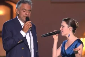 Andrea Bocelli recebe Sandy como convidada especial em show no Allianz Parque