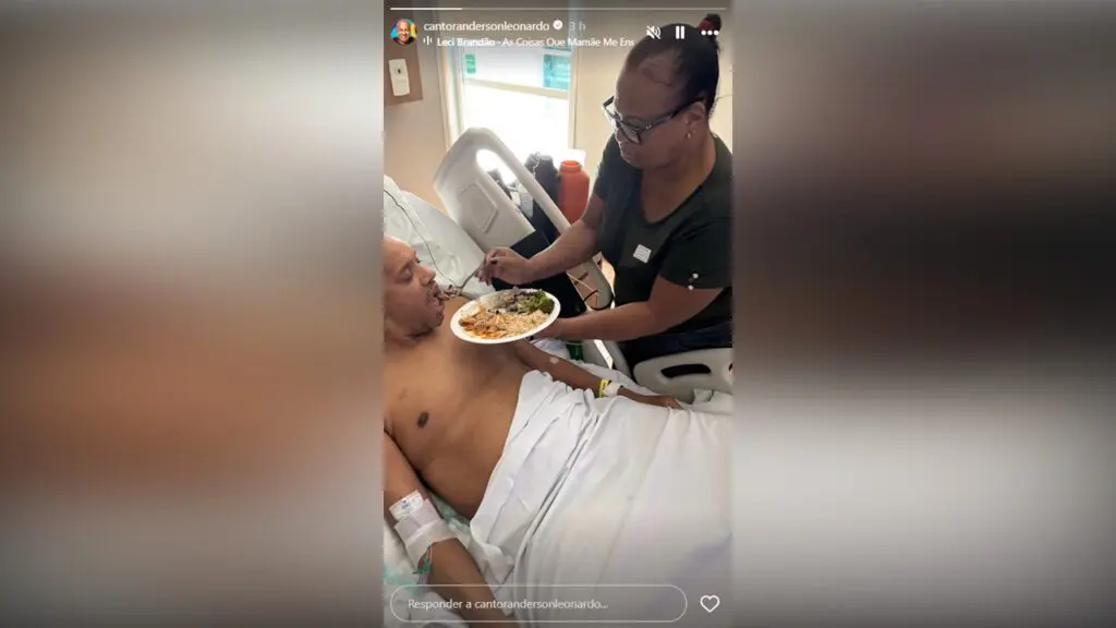 anderson leonardo do molejo internado recebendo comida da mãe jorgélia
