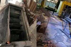 Explosivos são encontrados durante limpeza de escombros em banco de São Pedro
