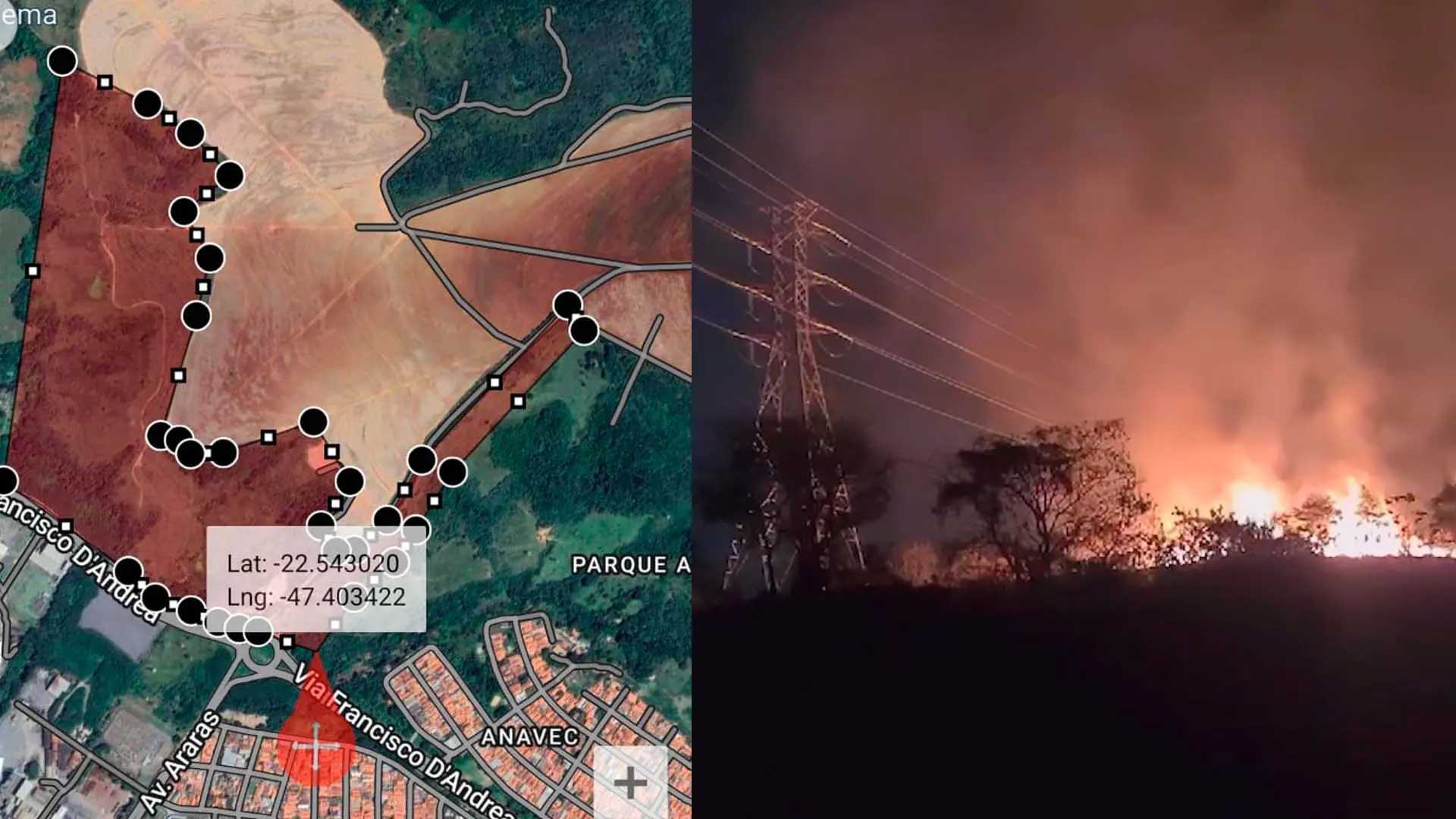 Área queimada ao lado do Anavec foi maior que do Horto, em Limeira