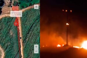 Incêndio atinge área verde e postes no Tatu, em Limeira