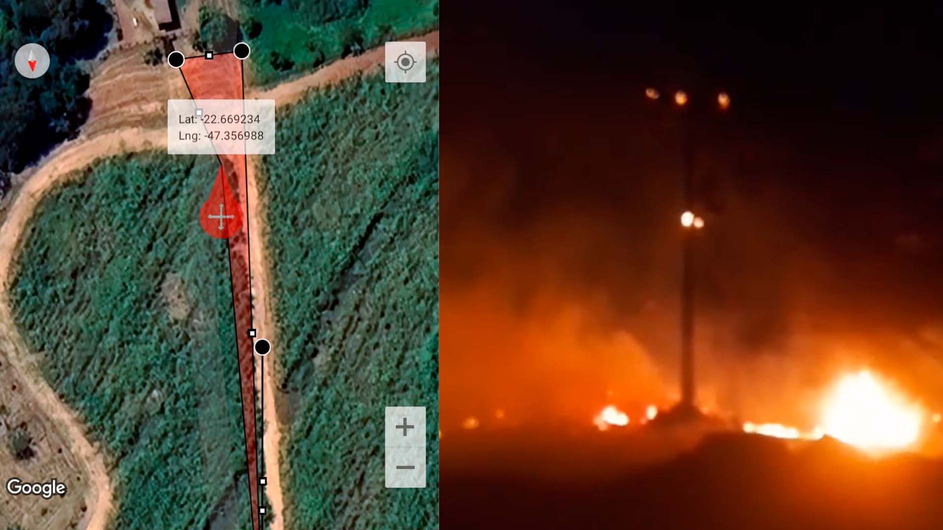 Incêndio atinge área verde e postes no Tatu, em Limeira