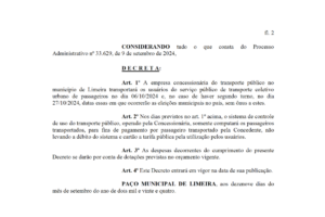 Transporte público em Limeira será gratuito no dia das eleições, decreta prefeito