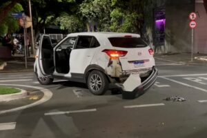 Motociclista fica ferido após acidente na Avenida Saudades, em Limeira