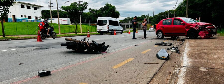 Colisão frontal deixa motociclista em estado grave no Anel Viário, em Limeira