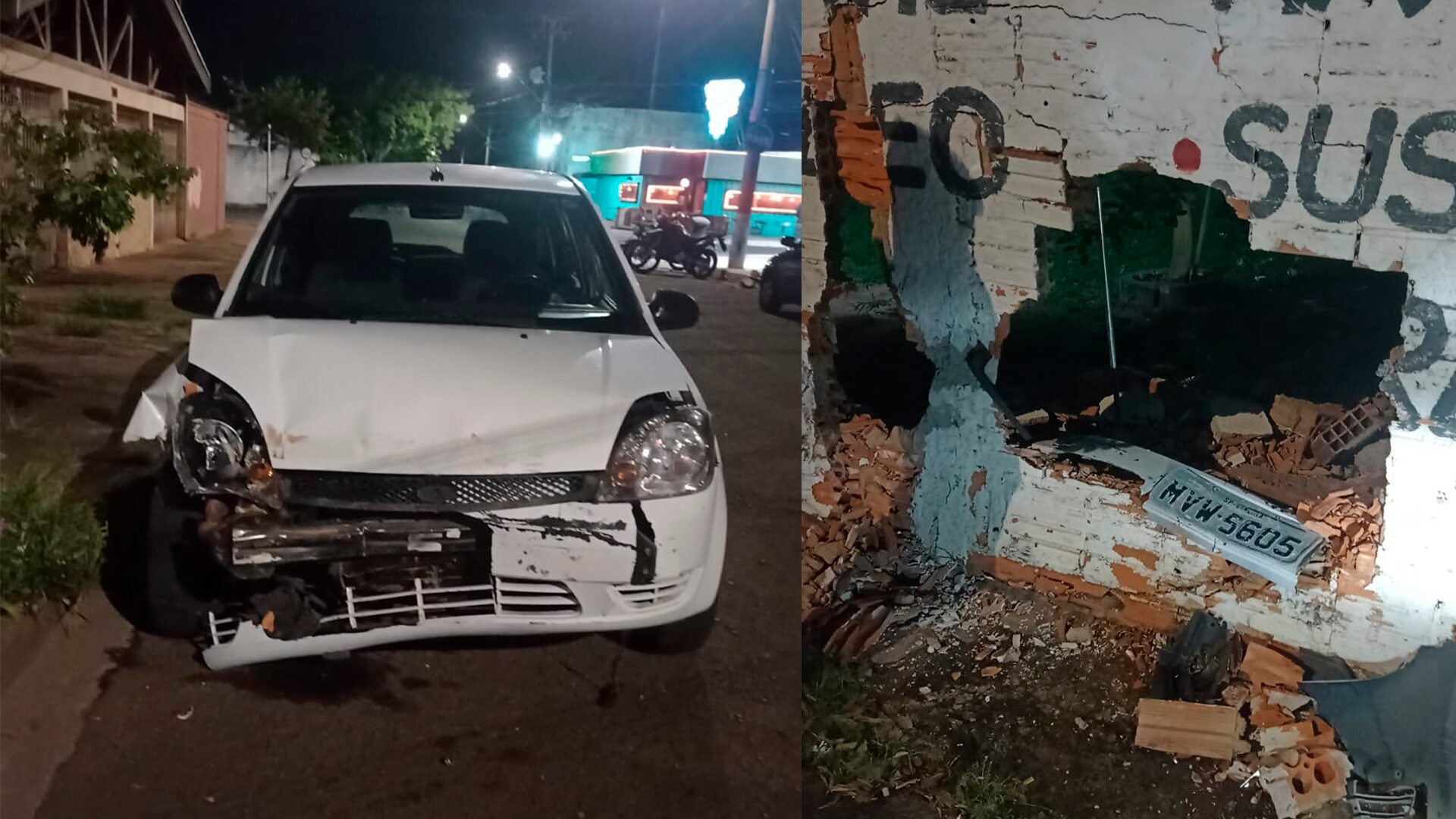 Condutor atinge muro e abandona veículo no Ouro Verde, em Limeira