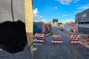 Viaduto Jânio Quadros é interditado após buraco se abrir no asfalto