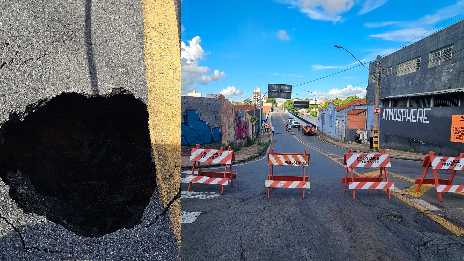 Viaduto Jânio Quadros é interditado após buraco se abrir no asfalto