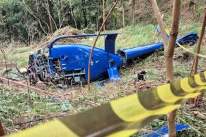 Educadora mostra local da queda de helicóptero que vitimou casal de Americana