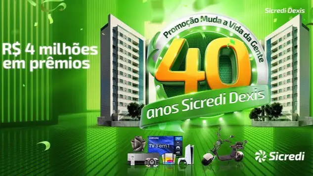 Para celebrar 40 anos, Sicredi Dexis realiza campanha de R$ 4 mi em prêmios