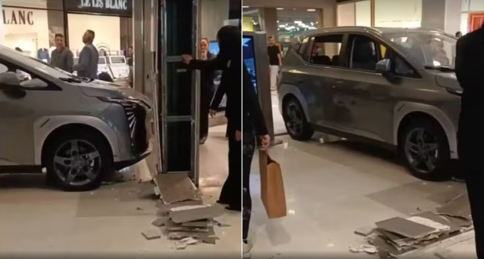 Criança entra em carro de luxo exposto em shopping e colide com vitrine de joalheria 2