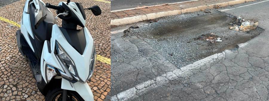 Motociclista fica ferida ao passar em buraco e cair na Av. Laranjeiras