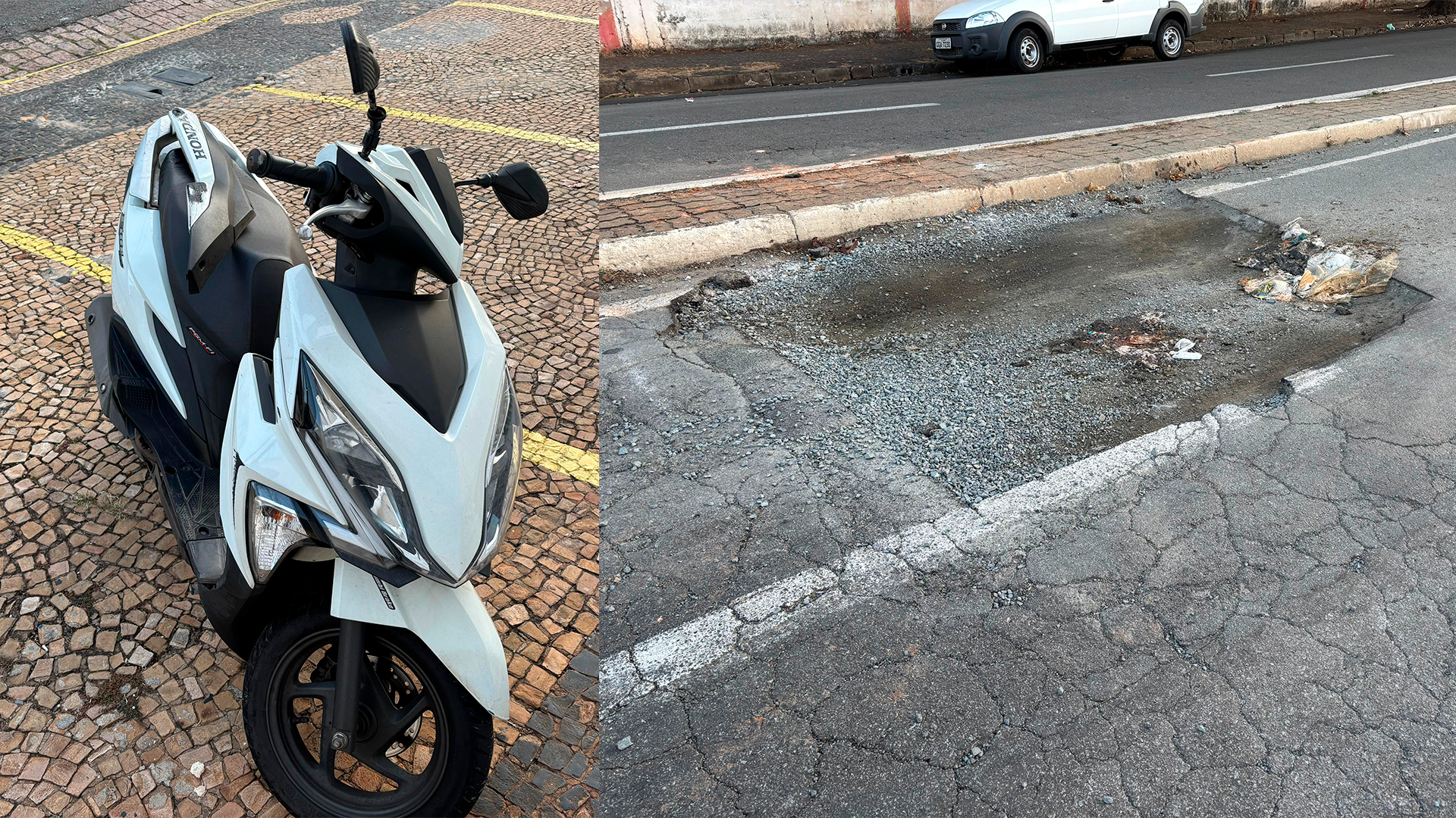 Motociclista fica ferida ao passar em buraco e cair na Av. Laranjeiras