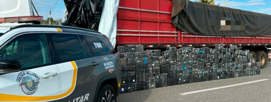 PM Rodoviária encontra 1,3 tonelada de maconha escondida em carga de carreta no interior de SP