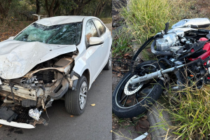 Colisão frontal entre moto e carro deixa motociclista ferido em Limeira