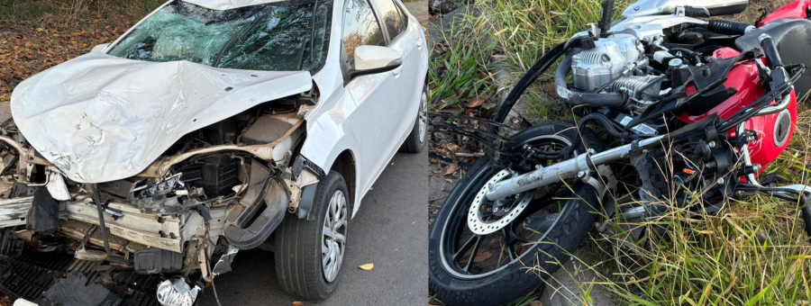 Colisão frontal entre moto e carro deixa motociclista ferido em Limeira