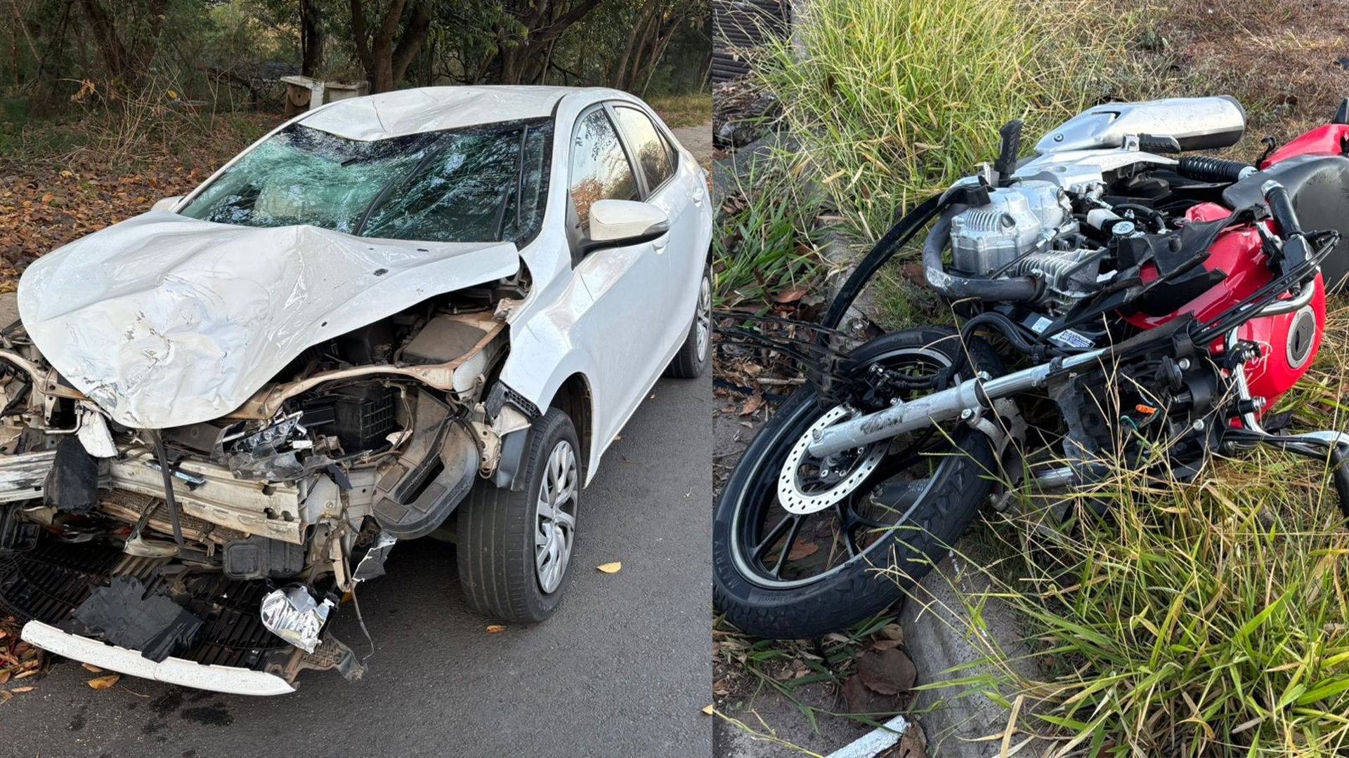 Colisão frontal entre moto e carro deixa motociclista ferido em Limeira