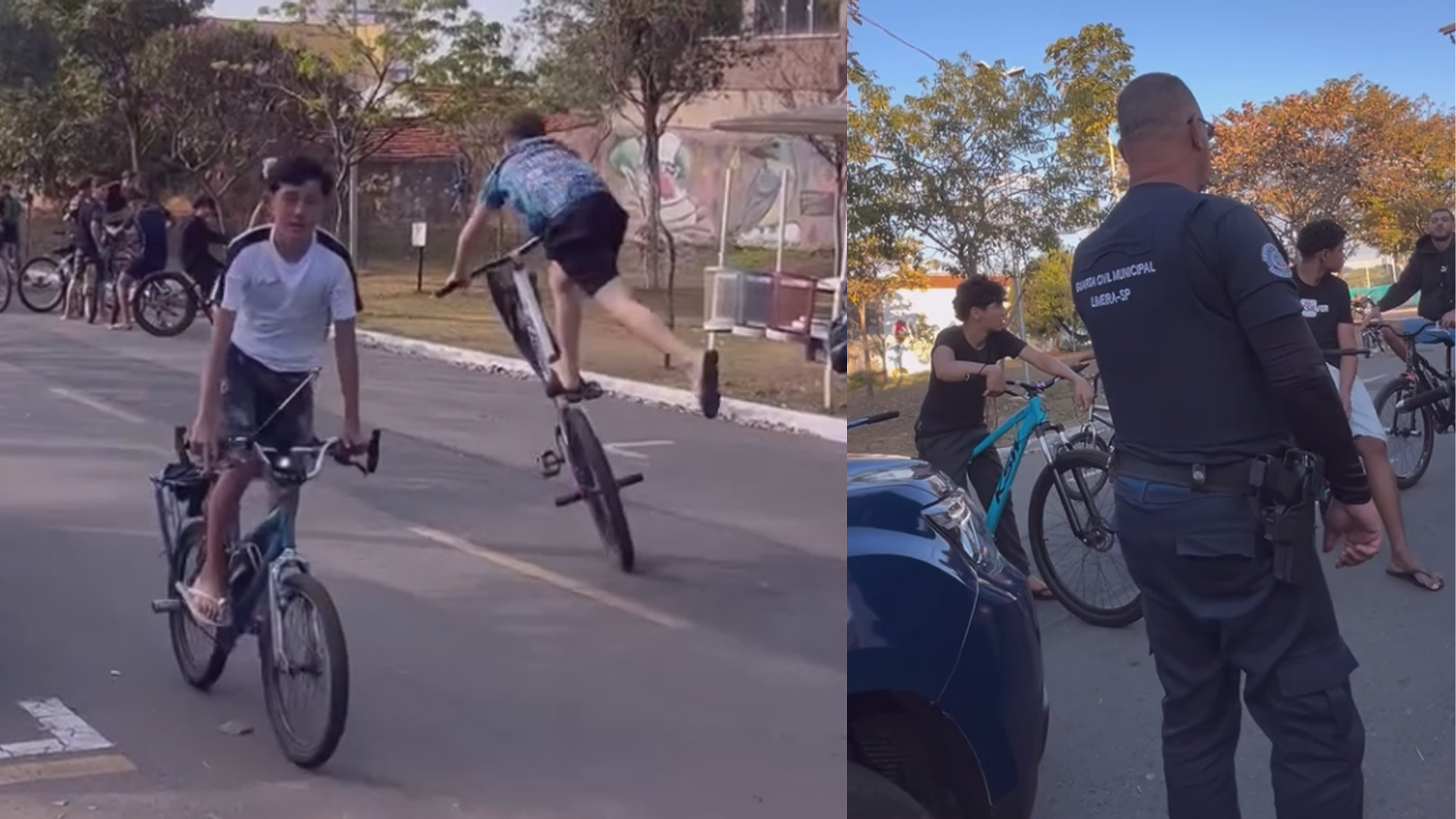 Jovens são orientados a deixar área do Parque Cidade após manobras com bicicletas