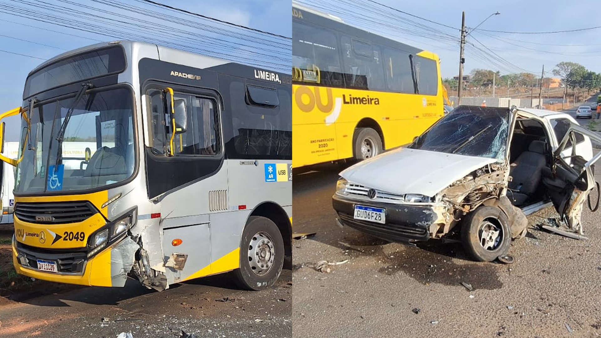 Carro com drogas e bebidas bate de frente com ônibus no Jd. Lago Nova, em Limeira