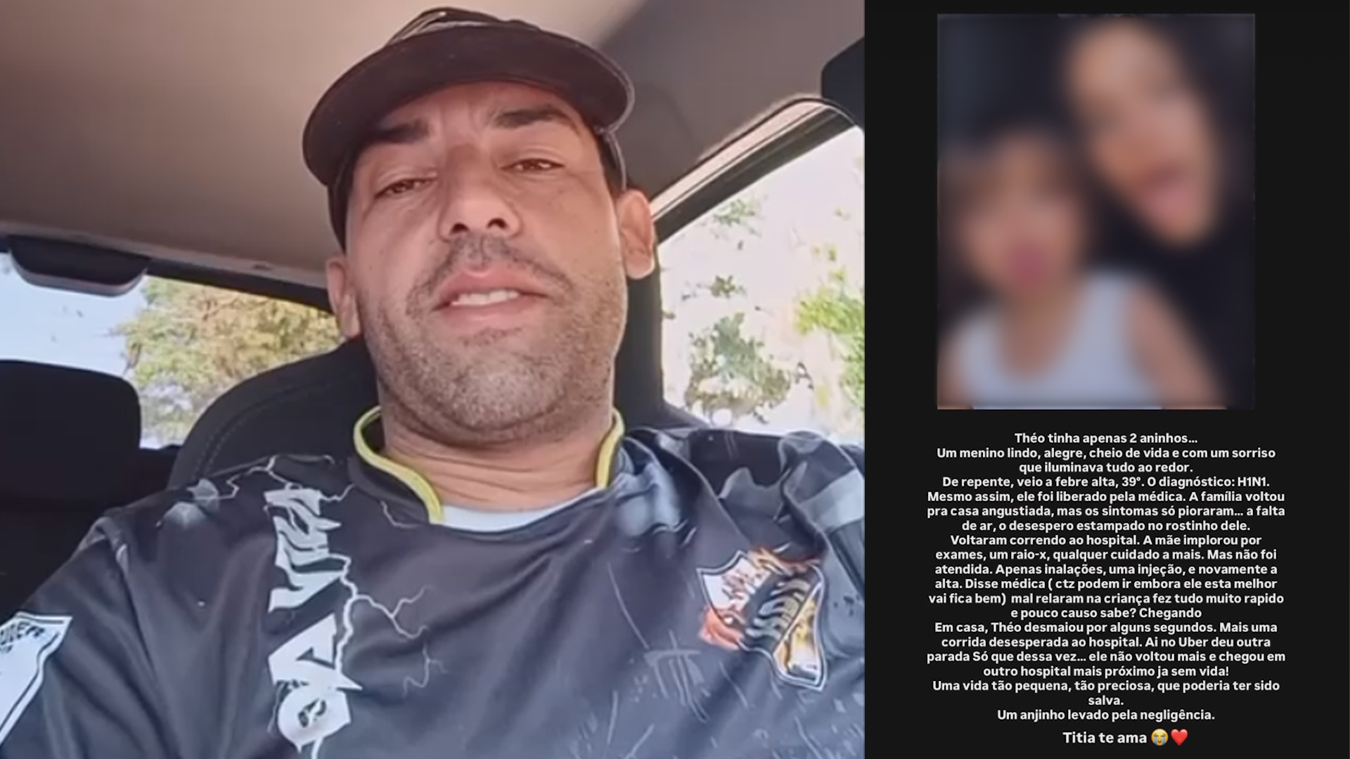 Motorista de app que transportou criança de 2 anos morta por H1N1 conta relato emocionante