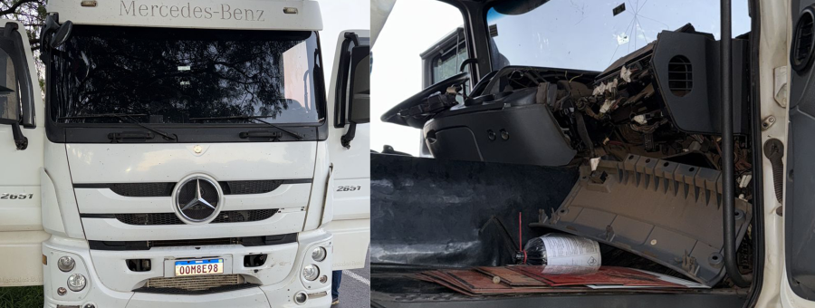 Caminhão abandonado interdita saída do Jd. Santa Adélia, em Limeira