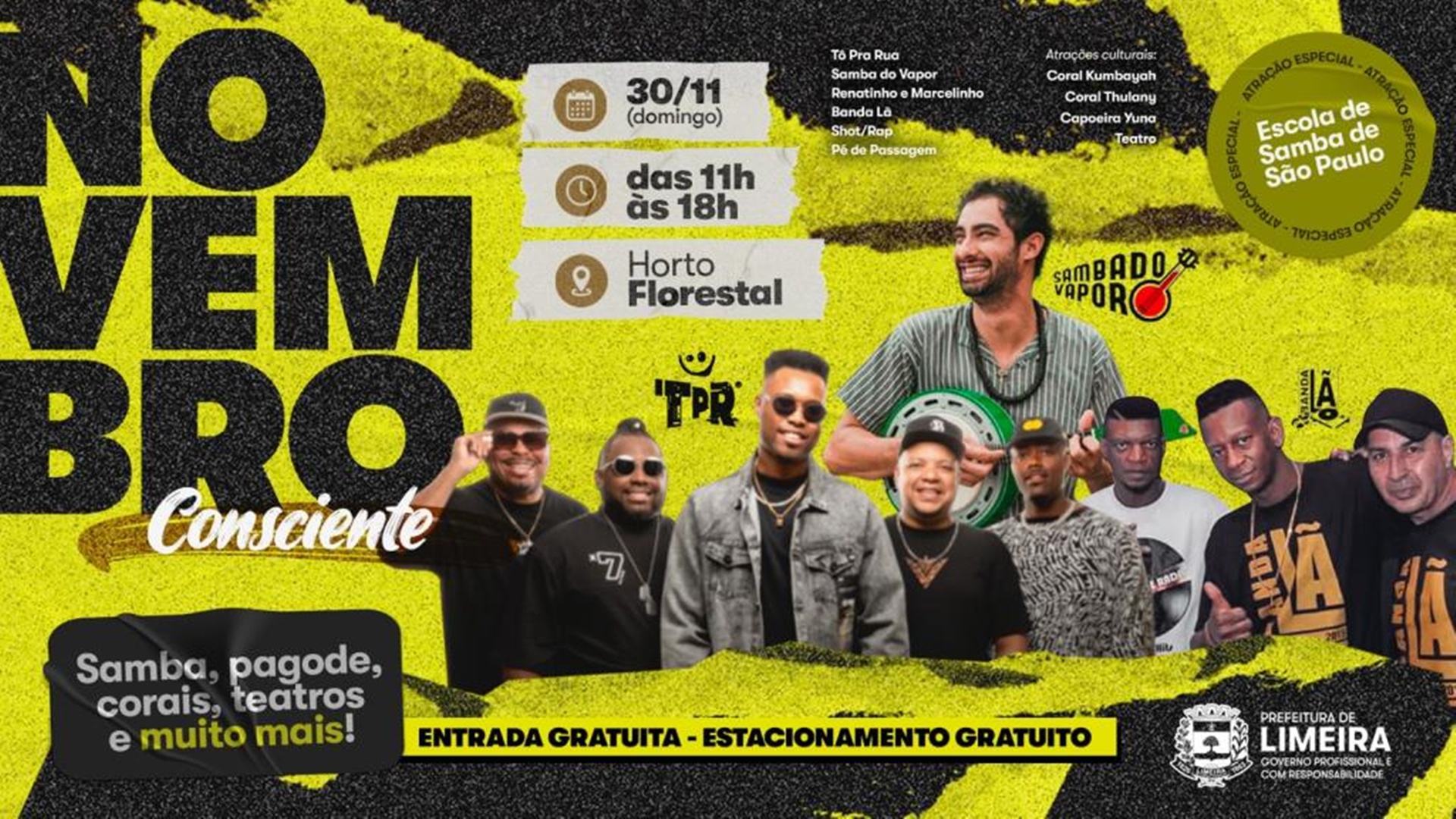 Festival Novembro Consciente movimenta Horto de Limeira neste domingo veja a programação