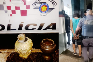 Jovem é preso com vasos retirados de cemitério no Centro