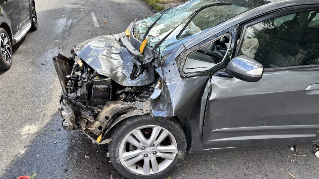 Mulher bate em poste e árvore na avenida Major Levy (1)