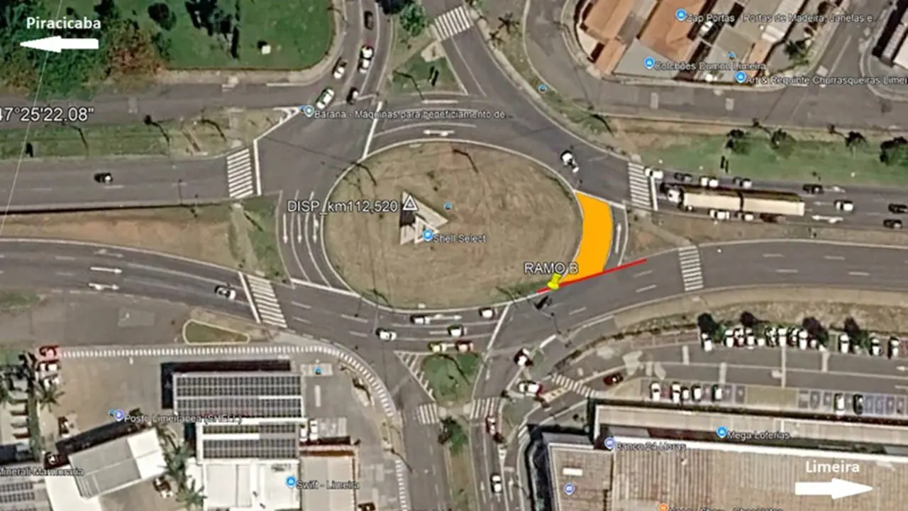 Obra noturna interdita parcialmente rotatória da Limeira-Piracicaba