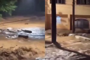 Vídeo registra caixões arrastados por enxurrada em Ubá (MG)