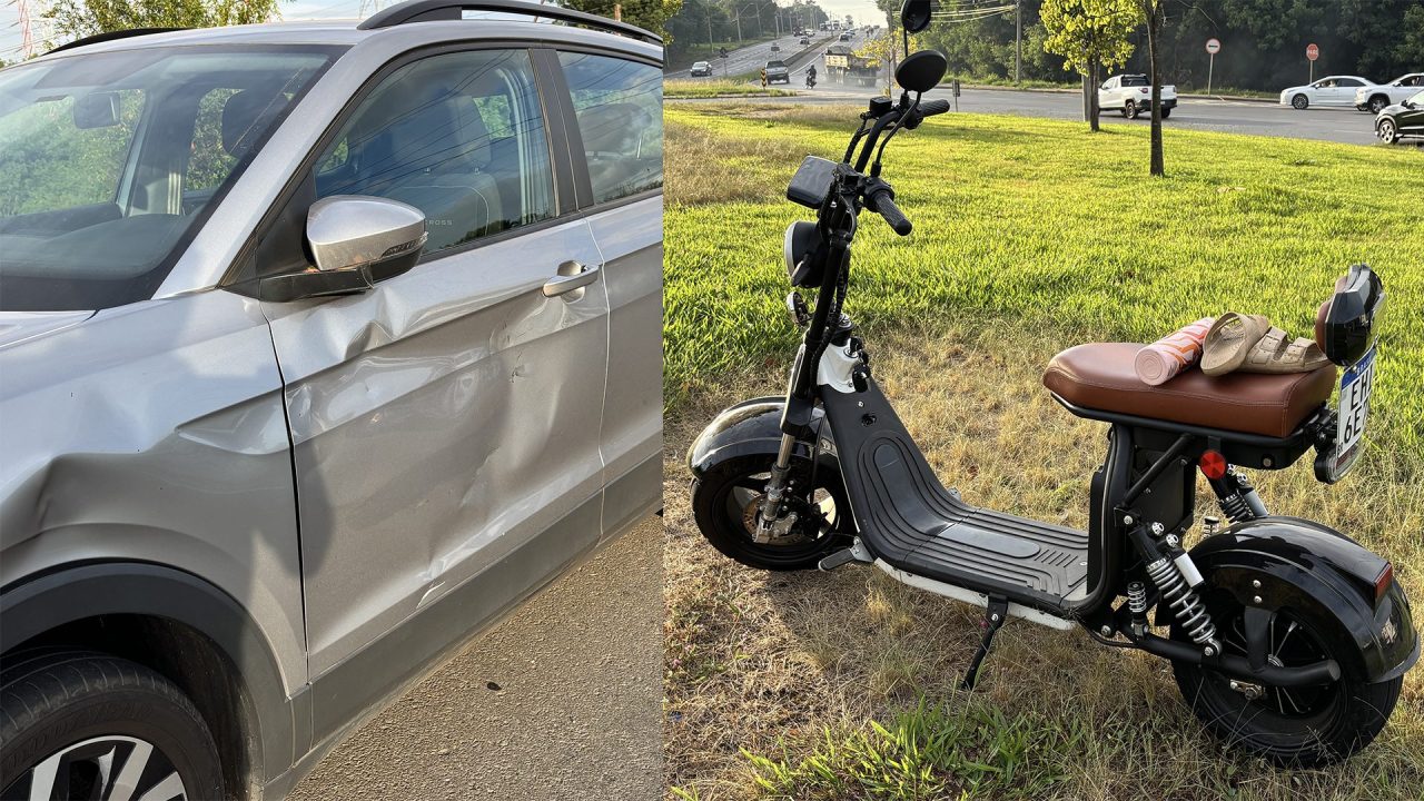 Acidente entre ciclomotor elétrico e carro deixa mulher ferida em Limeira