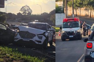 Acidente entre carros na rotatória da Av. Laranjeiras deixa vítima ferida em Limeira