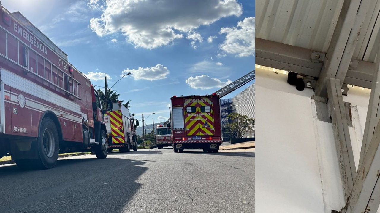 Gato preso em telhado do Sest Senat mobiliza bombeiros em Limeira