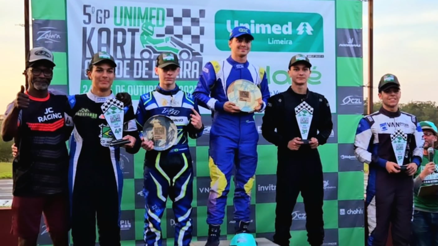 Limeirense Gabriel Xavier vence corrida Unimed de kart